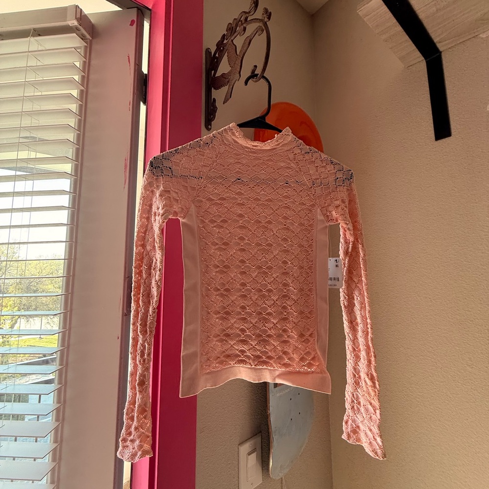 Pink Lace Long Sleeve Top